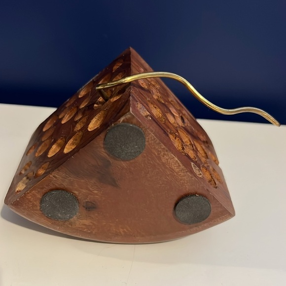 MCM Inspired Wood Cheese With Brass Mouse - Picture 4 of 4